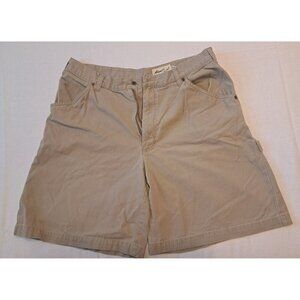 Eddie Bauer Chino Shorts Mens‎ Tan Beige 36 Solid Cotton Button Zip Mid Rise